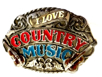 VTG Siskiyou 1988 I Love Country Music Belt Buckle Kane Brown Old Opry Oval - Image 1 of 4