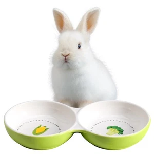 Twin Feeding Dog or Cat Bowls - Durable Double Ceramic Kitten or Puppy Bowl S... - Picture 1 of 7