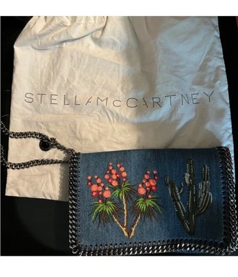 NWT Stella McCartney Falabella Denim & Embroidery Chain Shoulder Bag - Image 1 of 4