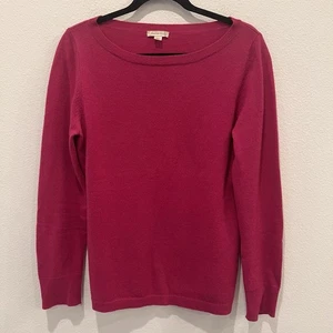 Garnet Hill Sweater Womens Sz M Pink 100% Cashmere Pullover Boatneck Soft Knit - Picture 1 of 8