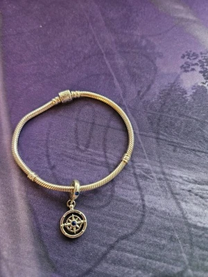 Pandora Armband 19 cm Silber mit Kompass-Charm "ALWAYS FOLLOW YOUR HEART" - Bild 1 von 4