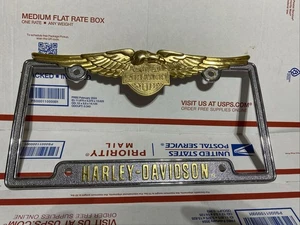Vintage 80s Harley Davidson Metal License Plate Frame Chroma Graphics Patina - Bild 1 von 10