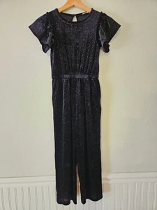 Crewcuts 8 Girls Black Sparkle Velvet Jumpsuit - Picture 1 of 7