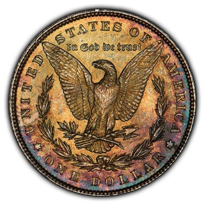 1885 $1 Morgan Silver Dollar - Deep PQ Rainbow Toning - BU - D4081 - Image 1 of 4