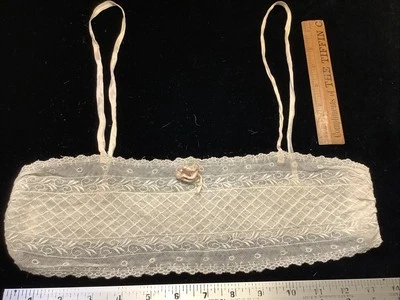 1464🌟Vintage Antique 1920s Needle Lace & Silk Flapper Bra Bandeau 3 Hooks - Image 1 of 4