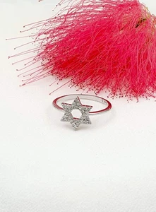 Anillo Estrella de David de Plata de Ley 925 Circonita Cristal Judío Judaica Joyería - Imagen 1 de 7