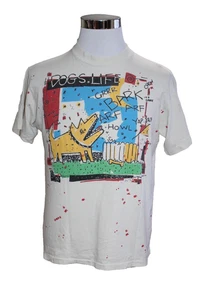 Vintage 1980s OP Ocean Pacific Surfer T Shirt M Dogs Life hiking Single Stitch - Picture 1 of 9