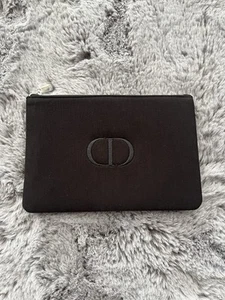 Dior CD Logo Velluto Slim Pochette Trucco Pochette Nera 8,5"x6,5" Nuova Con Scatola - Foto 1 di 3