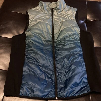 Christopher & Banks Petite XLarge Quilted Vest Zipper Pockets Blue Ombré Stretch - Image 1 of 4