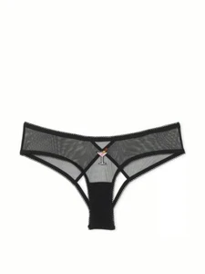 Victoria's Secret NWT Large Black Open Back Cheeky Panty Mesh - Picture 1 of 1