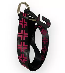 Women’s Black Hot Pink Geometric Adjustable D-Ring Buckle Belt New Sm-Lg 52” - Picture 1 of 7