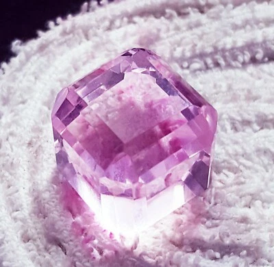 50.00+ Ct Brazilian Pink Topaz Cube Certified Loose Gemstone With Free Gift - Image 1 of 4