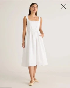NWT! Quince Linen White Fit & Flare Midi Dress W/ Pockets! Women's Sz. XL! (B34) - Picture 1 of 11