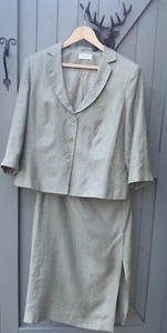 Kaliko Khaki Linen Suit (Jacket & Skirt) Sz 18uk - Picture 1 of 11