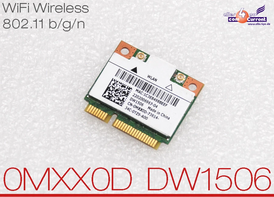 Scheda Di Rete Wireless Wi-Fi WLAN Dell Mini PCI-E DW1506 0MXX0D ANATEL D39 - Immagine 1 di 1