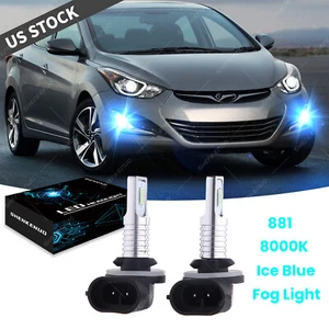 Ice Blue Lamp For Hyundai Elantra 2013-2018 - 2PC 881 LED Foglight Bulbs 8000K - Picture 1 of 10