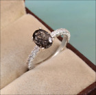 Natural Black Rutilated Quartz Engagement Ring Vintage 925 Sterling Silver Ring