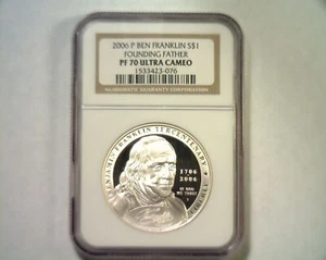 2006 P $1 BEN FRANKLIN FOUNDING FATHER NGC PF 70 ULTRA CAMEO PREMIUM QUALITY PQ - Picture 1 of 2