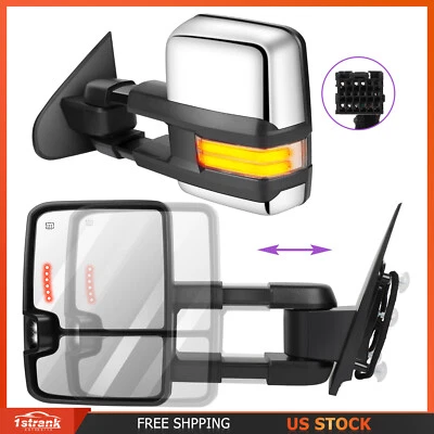 Chrome Power Heated Tow Mirrors For 2015-2018 Chevy GMC 2500 HD 3500 HD Pair - Image 1 of 4