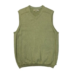 Vintage Tommy Bahama Sweater Vest Mens L Large Light Olive Wool Blend V Neck - Picture 1 of 10