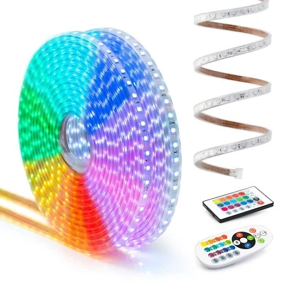 WYZWORKS 150ft Color Changing LED Strip Flexible 5050 SMD Remote Flash Strobe Fade Modes