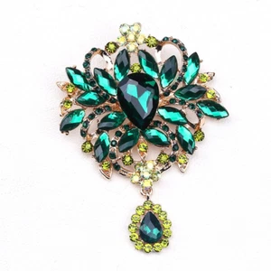 Color Glass Large Glass Brooch Crystal Flower Women Clothing Pin Accessories - Picture 1 of 10
