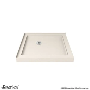 Double Threshold Shower Base 42 x 42. Corner drain. Biscuit - Picture 1 of 8