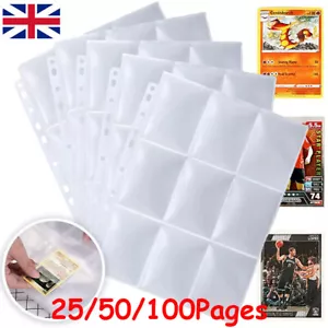 100Sheets Trading Gaming Card Sleeves Storage Wallets Album Pages Coin Holder - Picture 1 of 18