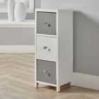 White Wooden Storage Unit 3 Drawer Chest Bedroom Organiser Crystal Handles