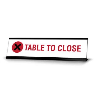 Table To Close, Cross Black Frame, Desk Sign (2x8") - Picture 1 of 3