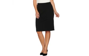 Dennis Basso Ponte Knit Pencil Skirt Black Medium A288738 QVC - Picture 1 of 3