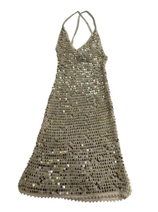 RETROFETE ELLIANA SEQUIN CROCHET DRESS in Ivory/Gold/Silver - Picture 1 of 5