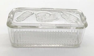 Vtg federal glass rectangle refrigerator dish Veggies As IS - Picture 1 of 5