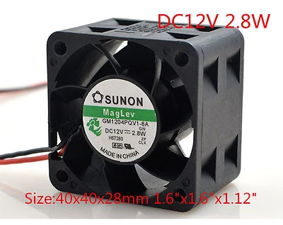 SUNON Cooling Fan 4028 GM1204PQV1-8A 12V 2.8W 4CM 40X40X28mm 1.6"x1.6"x1.12" - Image 1 of 3