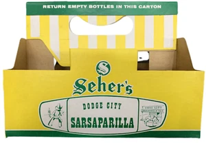 Seher's Sarsaparilla Soda Carrier Carton Vintage Original Dodge City 1950's NOS - Picture 1 of 1