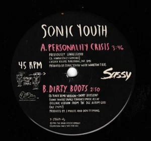 SONIC YOUTH PERSONALITY CRISIS B/W DIRTY BOOTS 1990 PROMO 45 - Picture 1 of 1