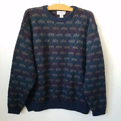 Vtg Tricots St Raphael Mens XL Sweater Merino Wool Pullover 3D Electric Grandpa  - Image 1 of 4