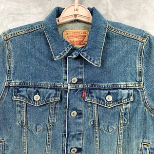 Levi's 57511 Trucker Jacket Youth M Blue 100% Cotton Distressed Denim - Picture 1 of 8