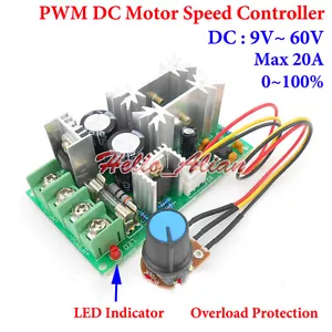 9V-60V 1200W 20A 12V 24V 36V 48V PWM DC Motor Speed Controller Speed Regulator - Picture 1 of 5