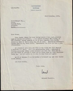 LEONARD CHESHIRE (RAF) to Peter Cartwright ex 106 Squadron, Gibsons Photographer - Picture 1 of 1