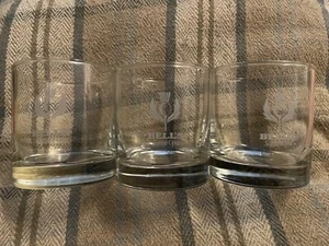 3 golf Scottish open Bell’s scotch Whiskey glass 84mm tall heavy base round - Picture 1 of 3