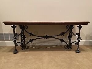Wrought Iron and Wood Console Table