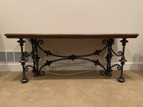 Wrought Iron and Wood Console Table Cover