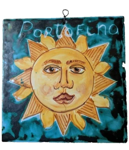 Brevettato Tradizionale Piana Sun Tile Portofino Signed Hand Painted Italy Folk - Picture 1 of 5