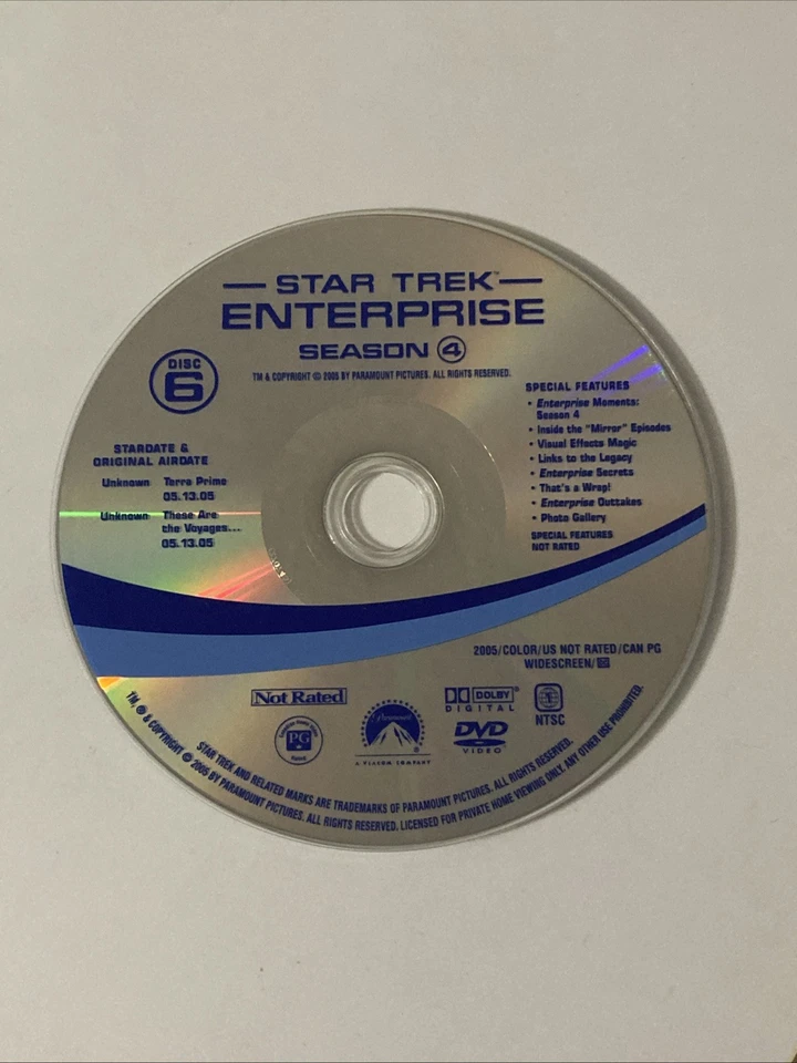 Star Trek Enterprise Season 4 Disc 6 Replacement DVD - Image 1 of 1