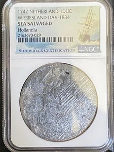 1664 Spanish Netherland 1 Ducaton Hollandia Shipwreck Coin NGC Certified [BN033] - Bild 1 von 5