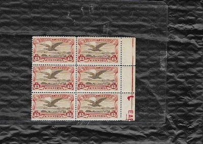 MEXICO 1927 AIRMAIL - Eagle 25c brown & carm. BLOCK OF 6 - Image 1 of 2