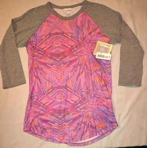 LuLaRoe Randy Long Sleeve Shirt Top Size Xtra Small NWT XS Crazy Pink Gray NEW - Picture 1 of 5