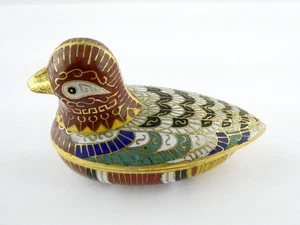 Vintage Chinese Cloisonne Duck Lidded Trinket Box 67g 2.75 Inch Length 1.75 High - Picture 1 of 16