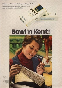 Kent Deluxe 100's Vintage 1972 Bowling Print Ad Cigarettes Micronite - Bild 1 von 1